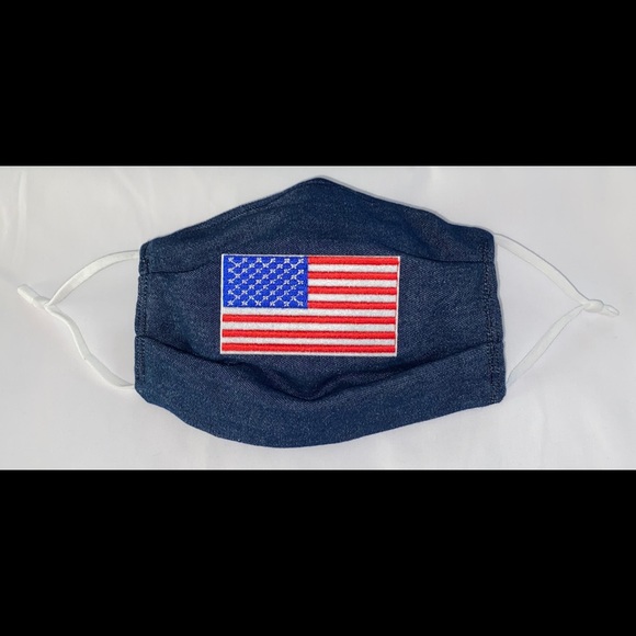 Accessories - Handmade Face Mask - Denim w/ USA flag
